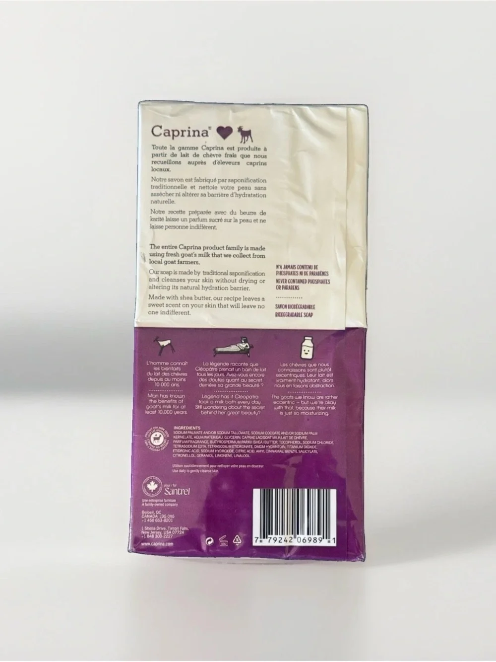 6-pack- Caprina by Canus Fresh Goat's Milk Soap, SHEA BUTTER, 6 bars 3.2 Oz Ea.